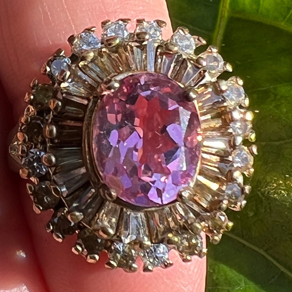 Elegant Sterling Silver Pink Topaz Statement Ring Size 8